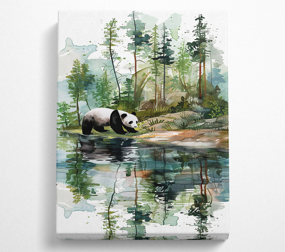  A Canvas Print of Emerald Panda Reflection Canvas Print