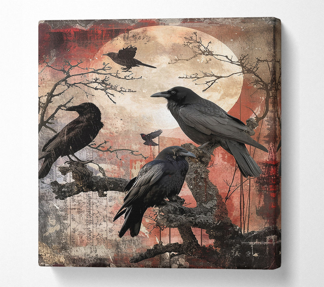  A Canvas Print of Crimson Moon Ravens Canvas Wall Art