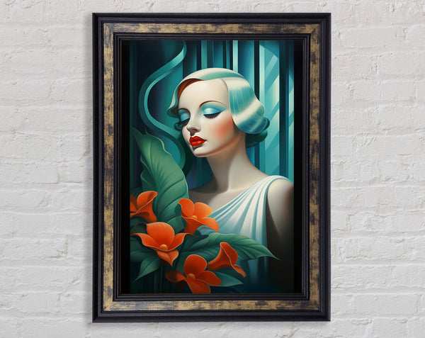 Woman Bold Art Deco Framed Print