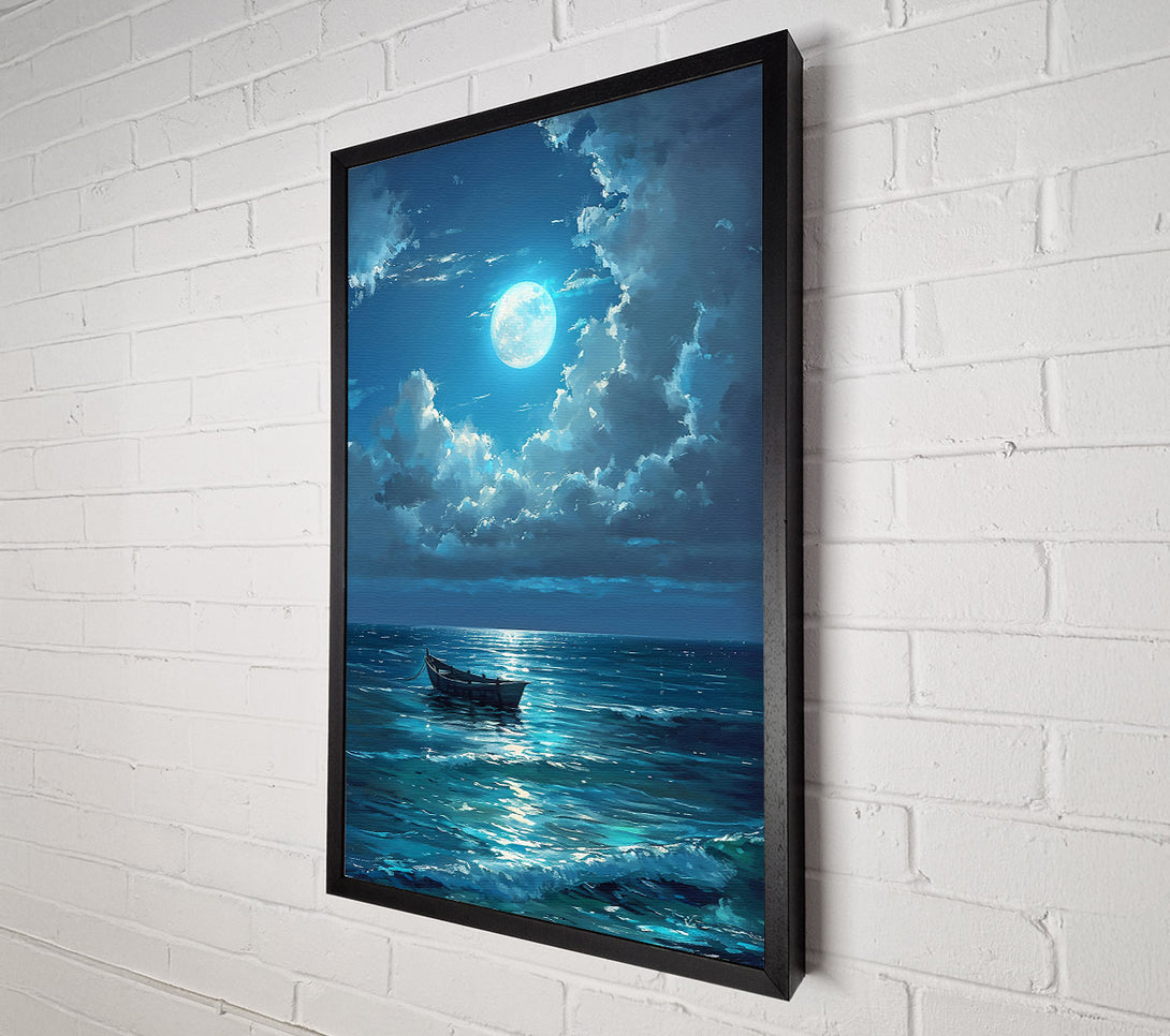  A Canvas Print of Azure Moonlight Boat Canvas Print