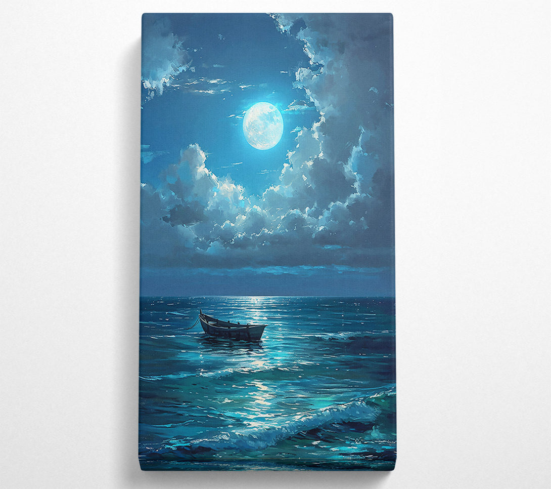  A Canvas Print of Azure Moonlight Boat Canvas Print