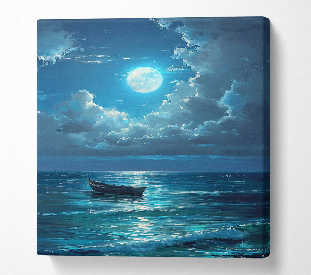  A Canvas Print of Azure Moonlight Boat Canvas Print