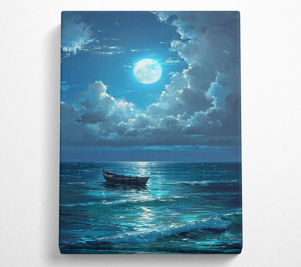  A Canvas Print of Azure Moonlight Boat Canvas Print