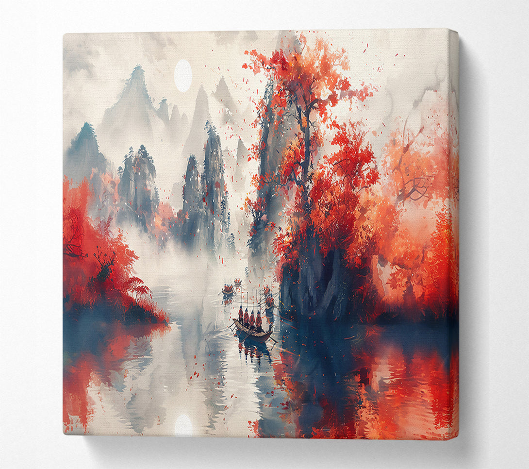  A Canvas Print of Crimson River Mist Canvas Wall Art