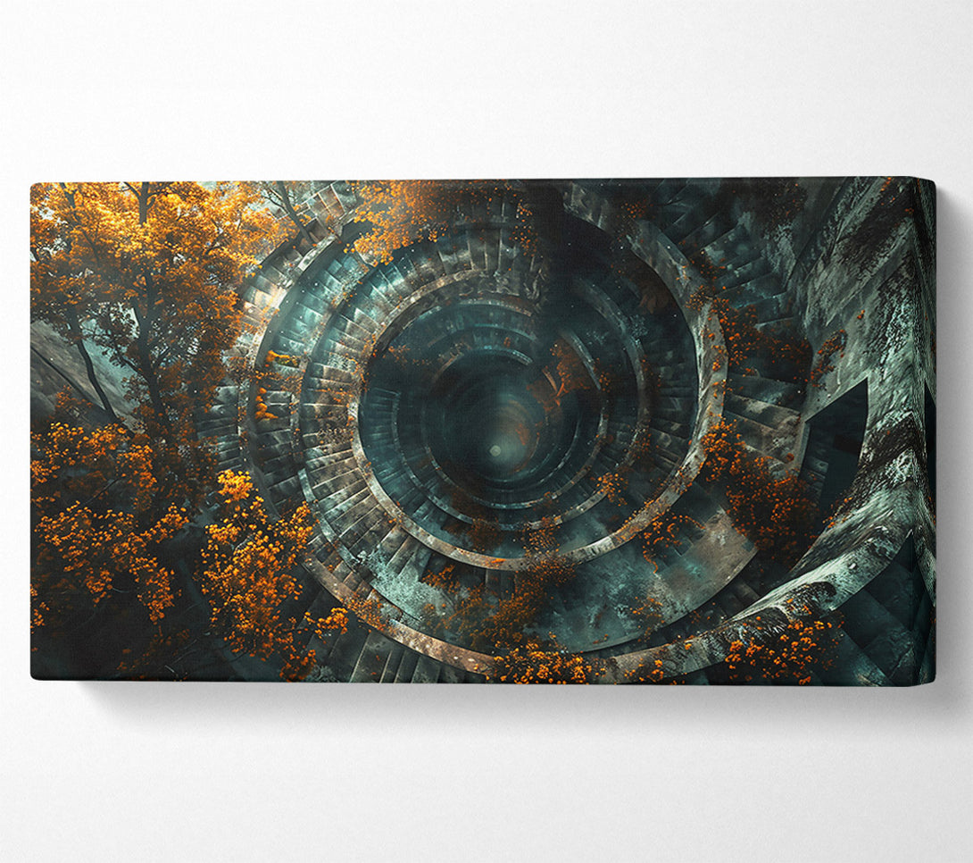  A Canvas Print of Teal Spiraling Descent Canvas Art