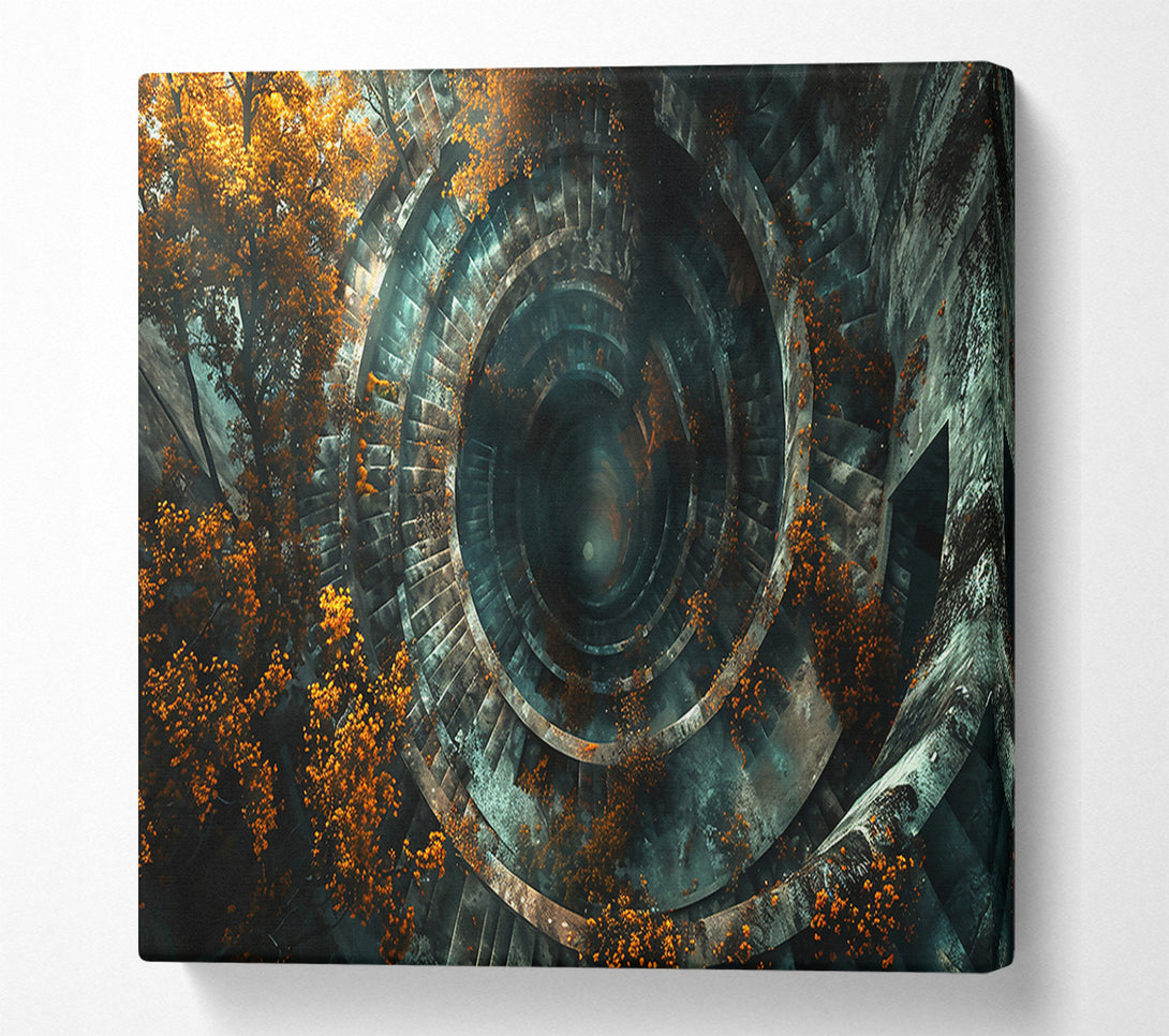  A Canvas Print of Teal Spiraling Descent Canvas Art