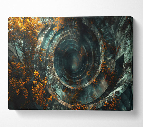  A Canvas Print of Teal Spiraling Descent Canvas Art