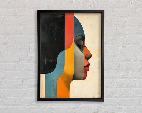 Woman Face Abstract Colour Shapes Framed Print