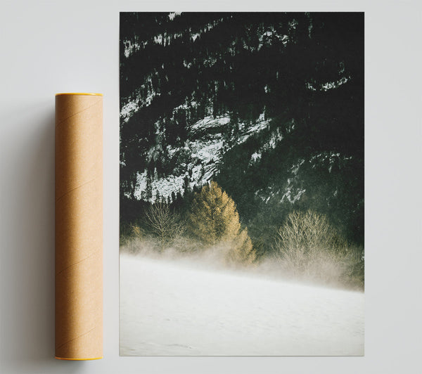 Golden Foggy Landscape Giclee Print