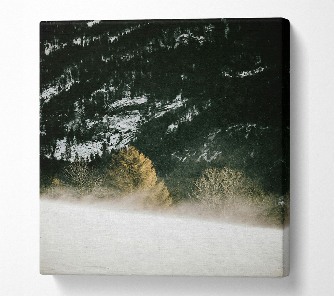  A Canvas Print of Golden Foggy Landscape Canvas Print