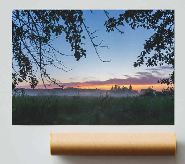 Orange Sunset Mist Poster