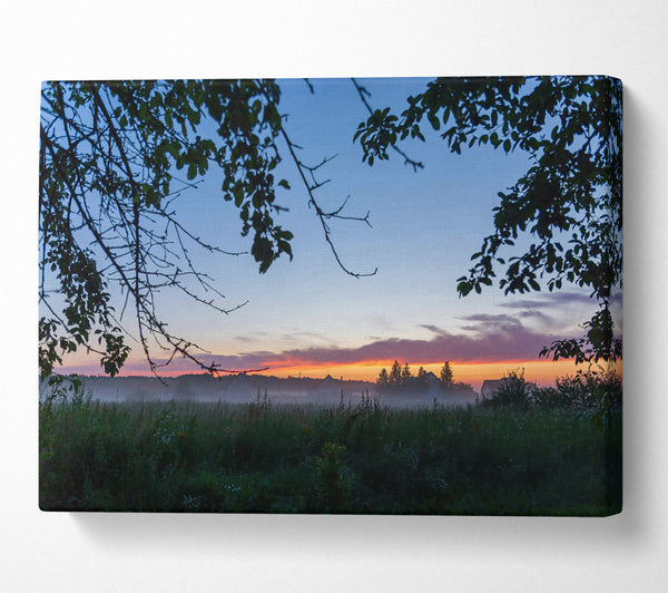 Orange Sunset Mist Canvas Art