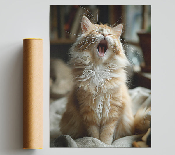 Golden Cat Yawn Giclee Print