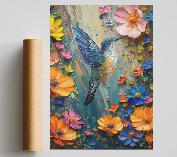 Azure Hummingbird Flight Giclee Print