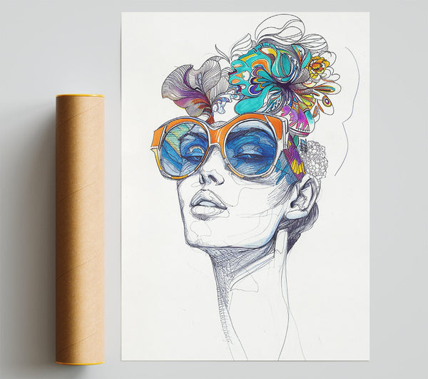 Blue Floral Eyes Poster