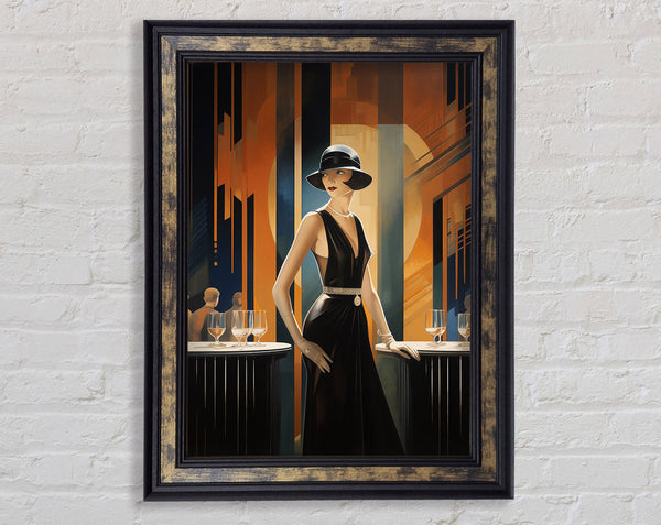 Woman In The Bar Framed Print