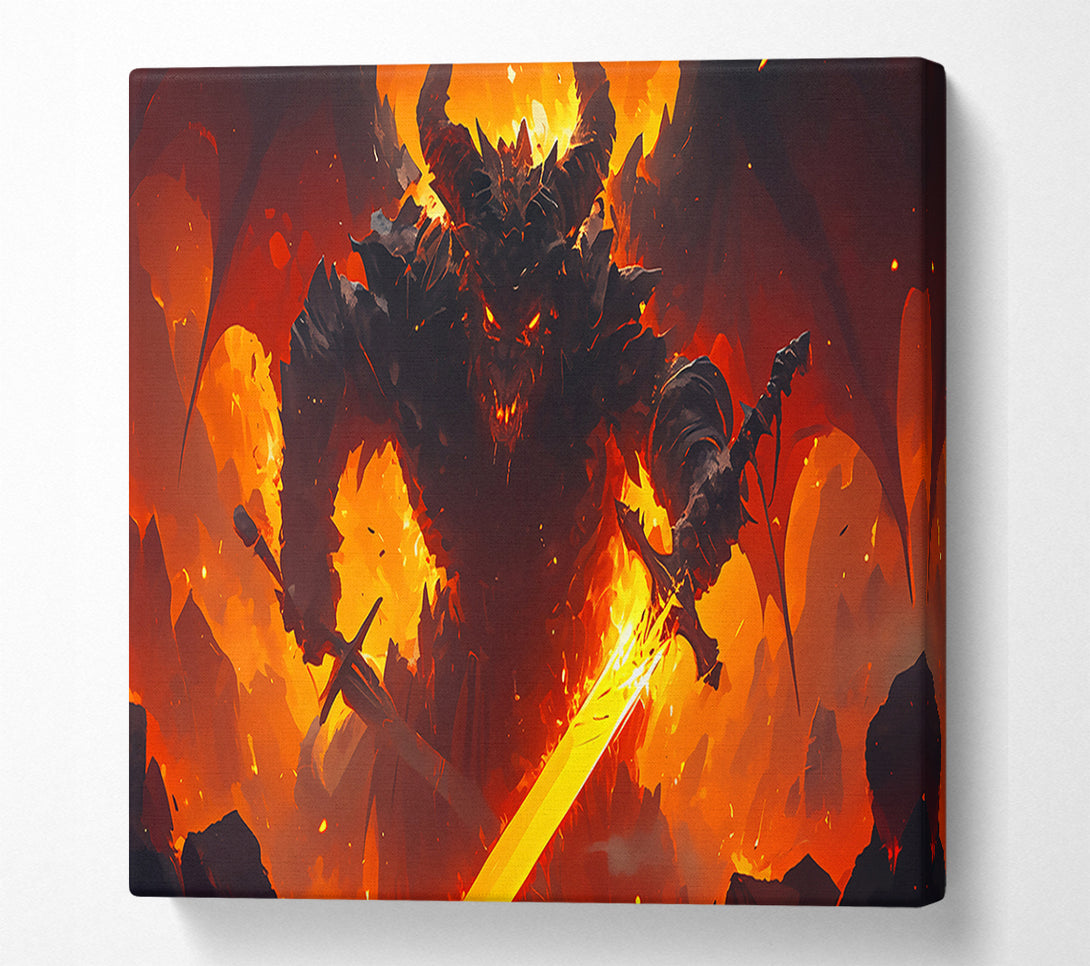  A Canvas Print of Orange Inferno Demon Canvas Art