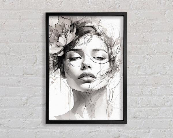 Woman Portrait Sketch Framed Print