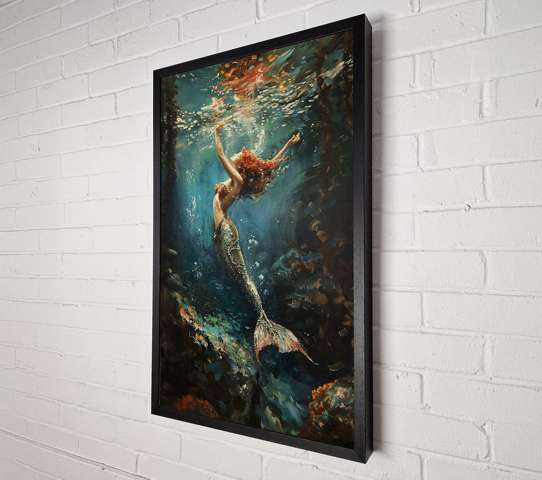 A Canvas Print of Azure Mermaid'S Ascent Canvas Art