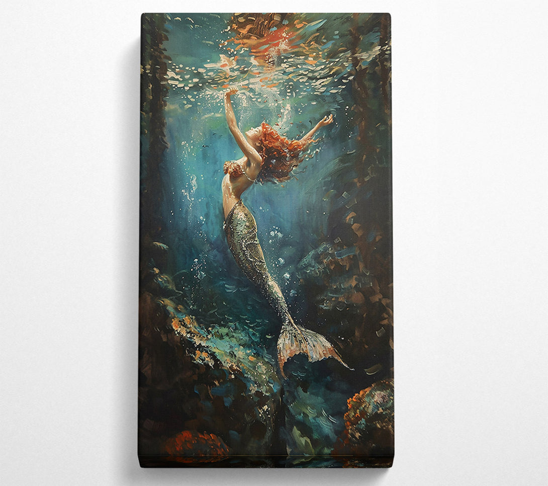  A Canvas Print of Azure Mermaid'S Ascent Canvas Art