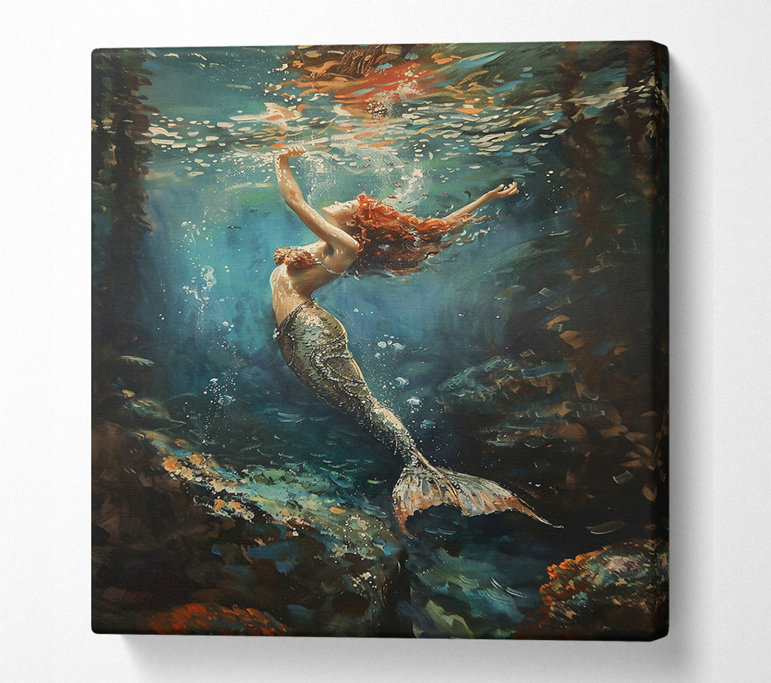  A Canvas Print of Azure Mermaid'S Ascent Canvas Art