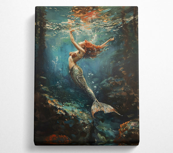  A Canvas Print of Azure Mermaid'S Ascent Canvas Art