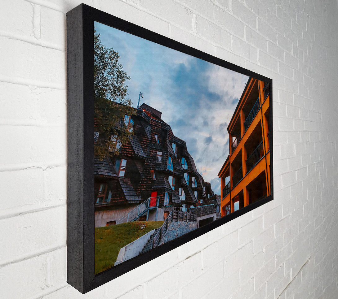  A Canvas Print of Orange Building Contrast Canvas Wall Art