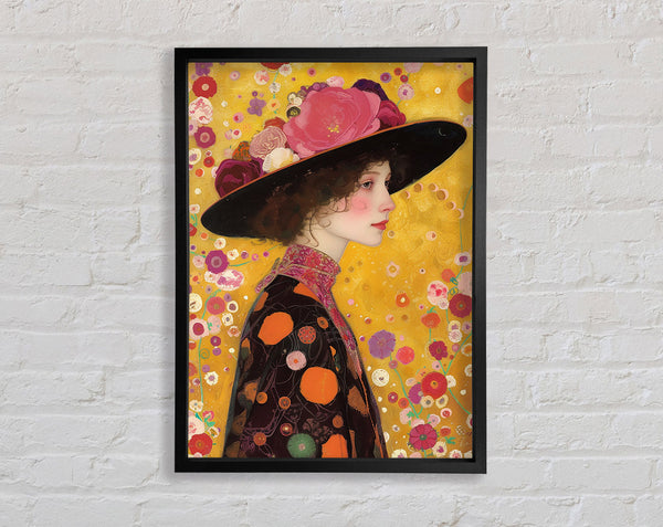 Woman With Flower Hat Framed Print