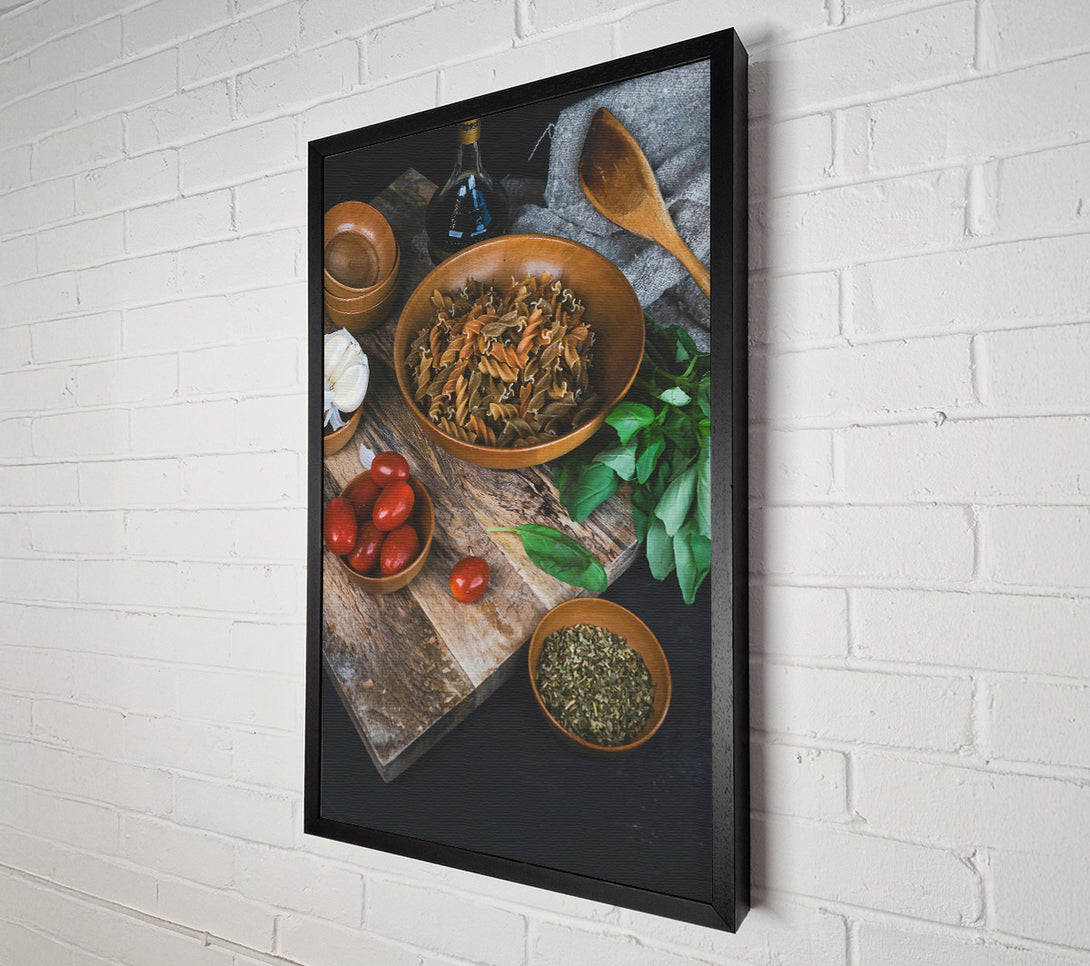  A Canvas Print of Brown Basil Pasta Feast Canvas Print
