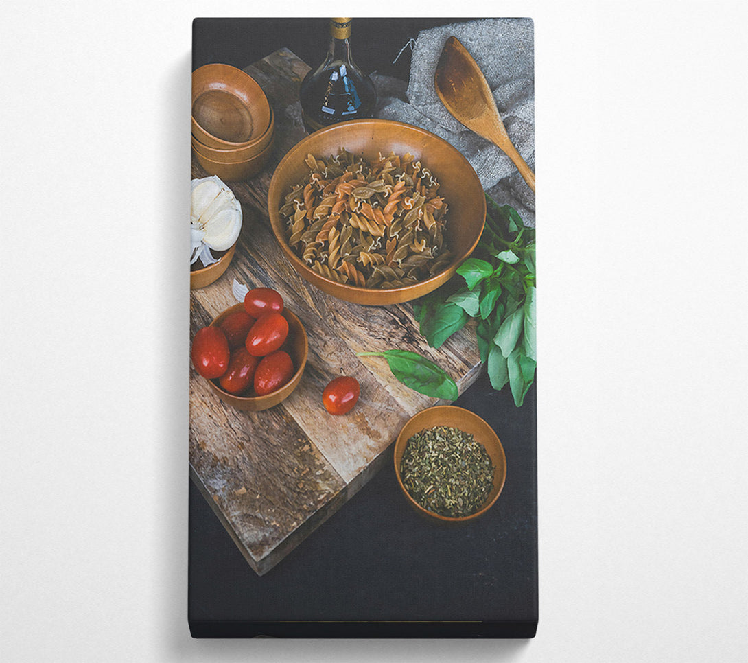  A Canvas Print of Brown Basil Pasta Feast Canvas Print