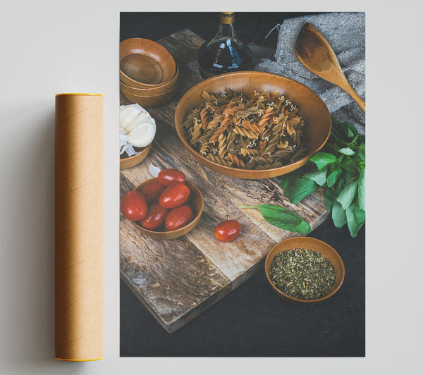 Brown Basil Pasta Feast Giclee Print