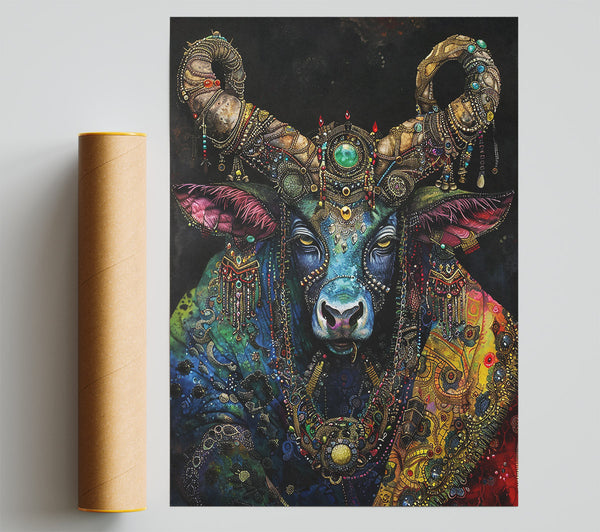 Blue Jewel Bull Poster
