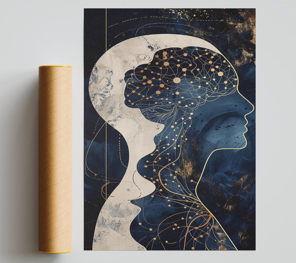 Navy Blue Connected Mind Giclee Print