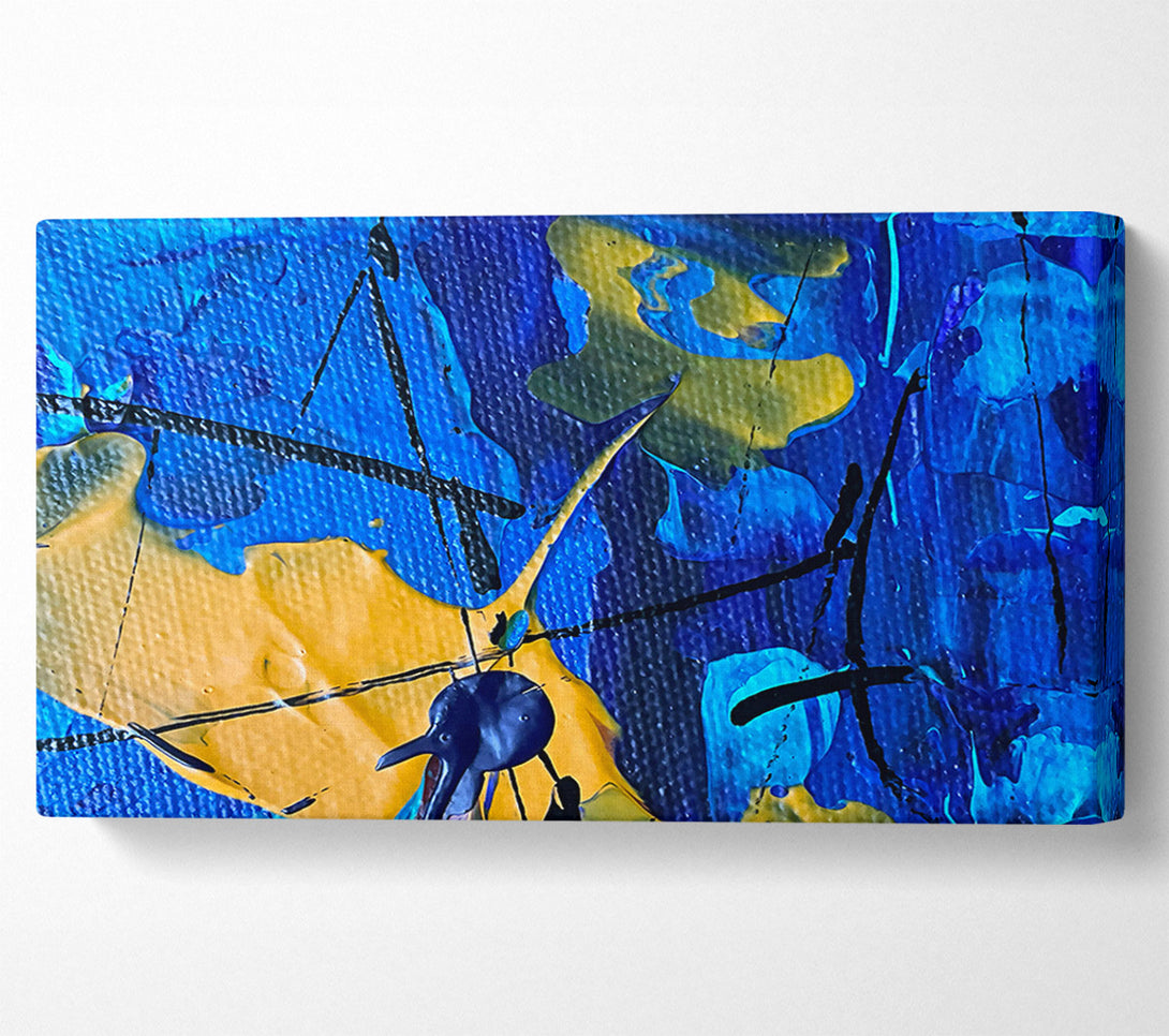  A Canvas Print of Blue And Golden Abstract Canvas Print