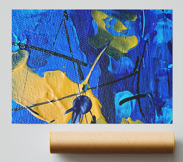 Blue And Golden Abstract Poster