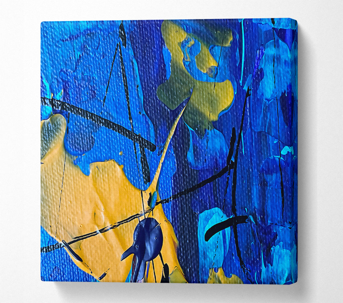  A Canvas Print of Blue And Golden Abstract Canvas Print