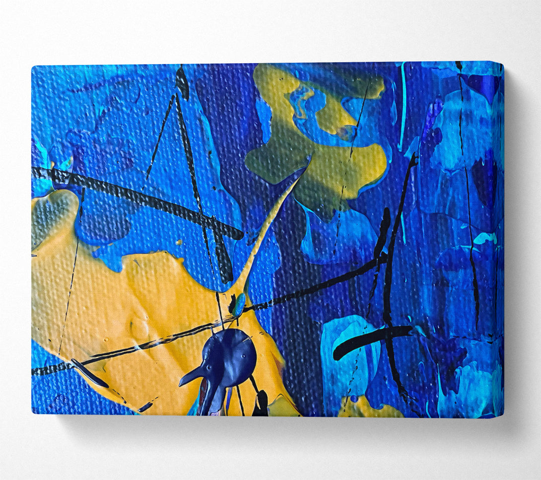  A Canvas Print of Blue And Golden Abstract Canvas Print