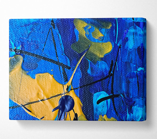  A Canvas Print of Blue And Golden Abstract Canvas Print