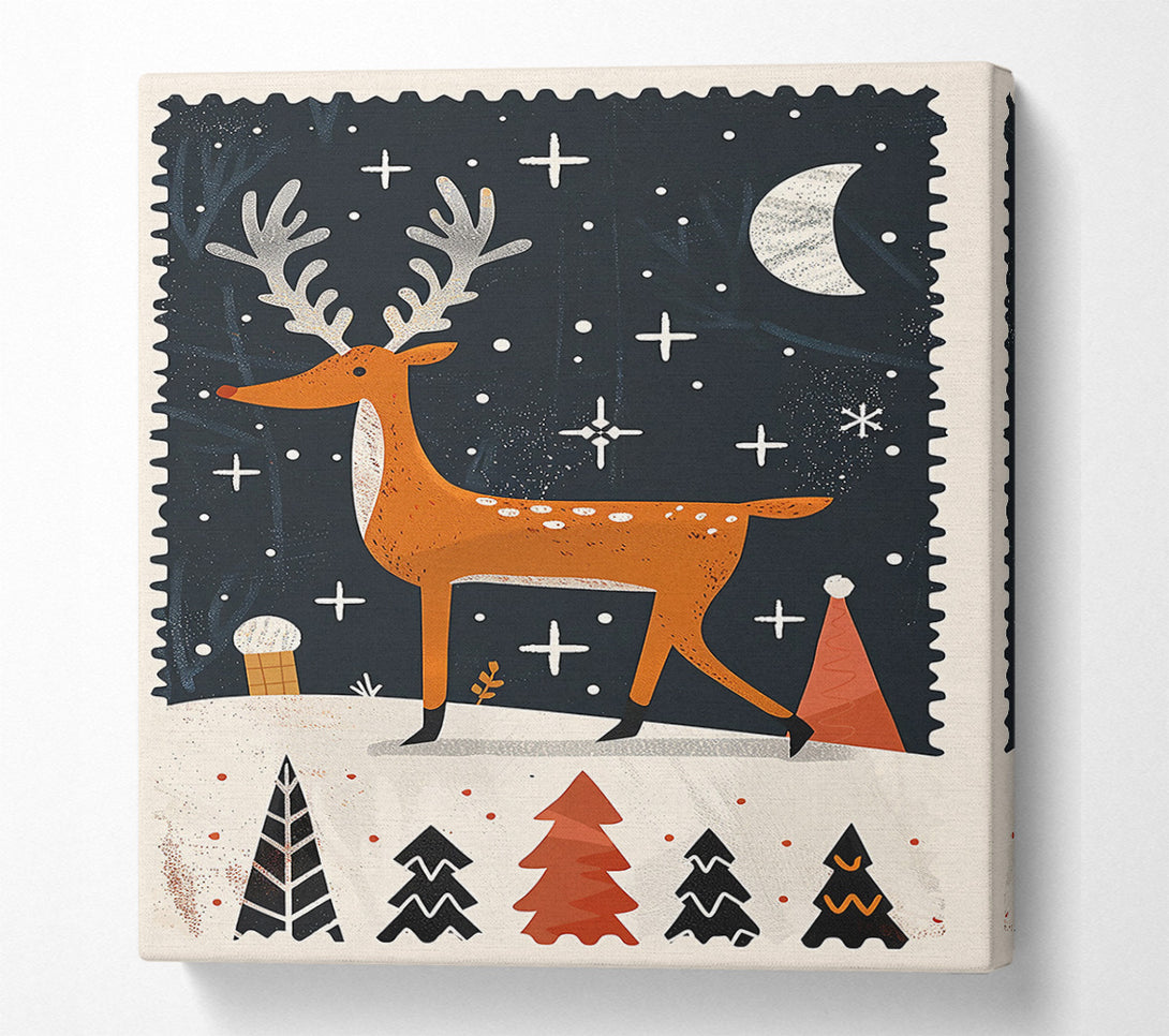  A Canvas Print of Orange Night Reindeer Canvas Print