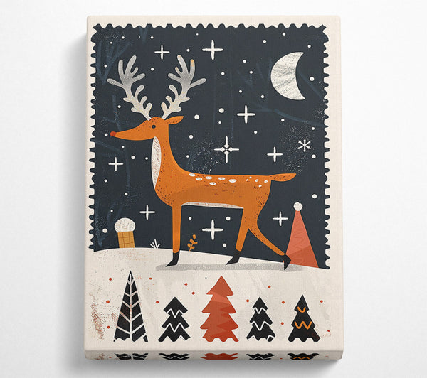  A Canvas Print of Orange Night Reindeer Canvas Print