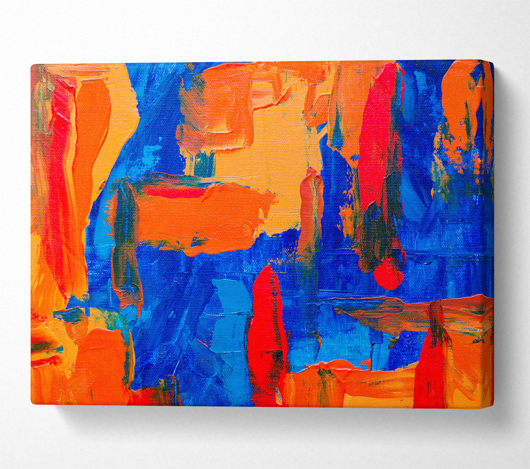  A Canvas Print of Blue And Orange Abstract Canvas Wall Art
