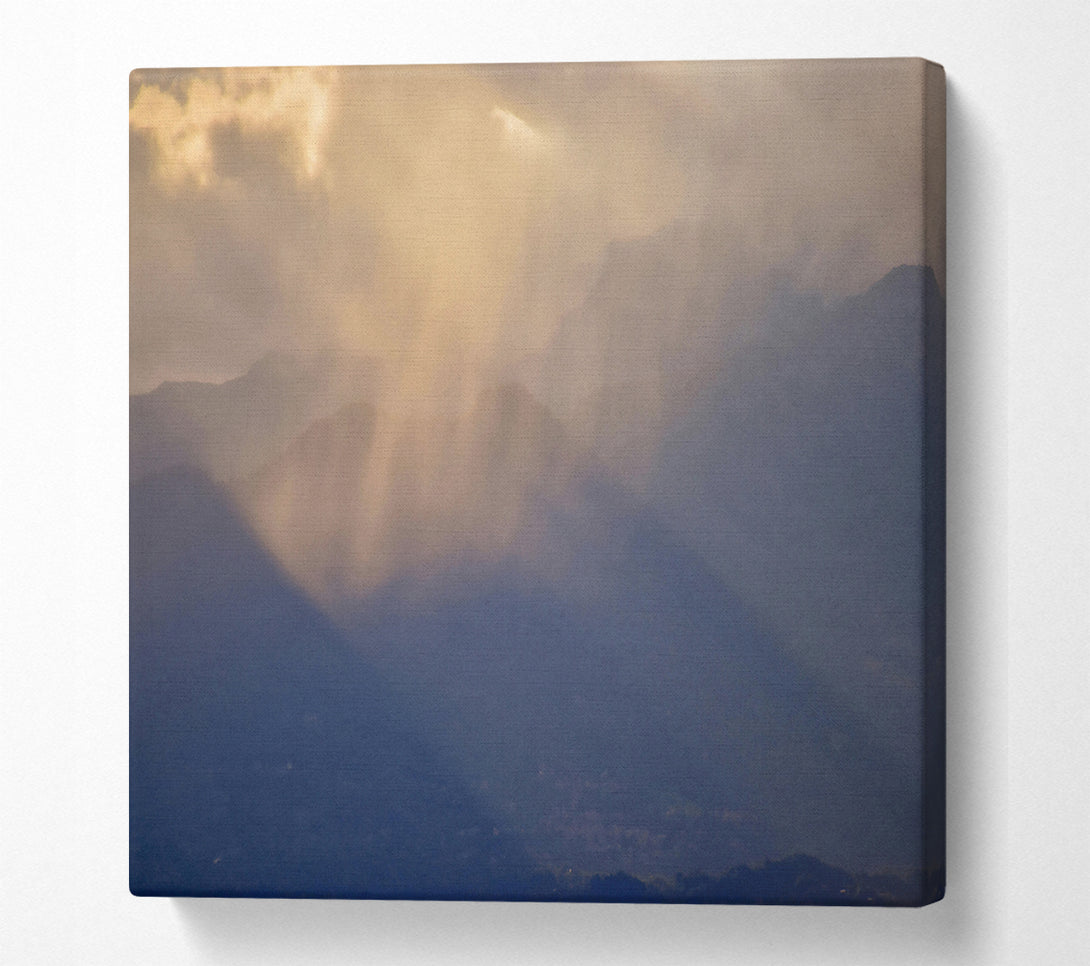  A Canvas Print of Golden Rays Through Mist Canvas Print