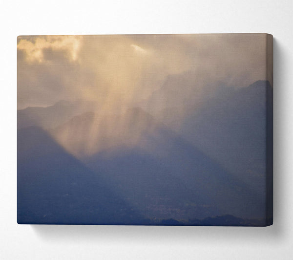  A Canvas Print of Golden Rays Through Mist Canvas Print