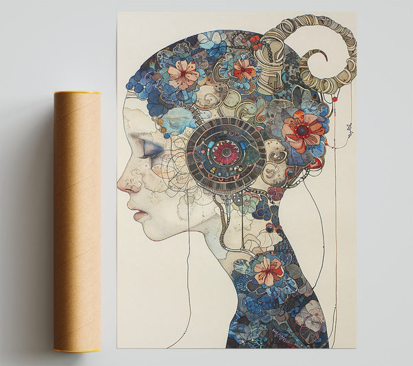 Blue Floral Mind Print