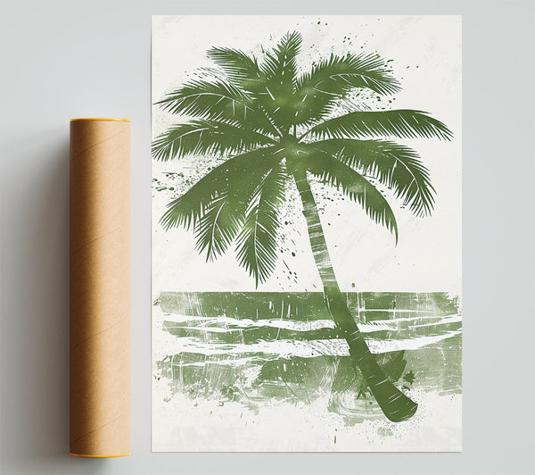 Green Palm Silhouette Poster
