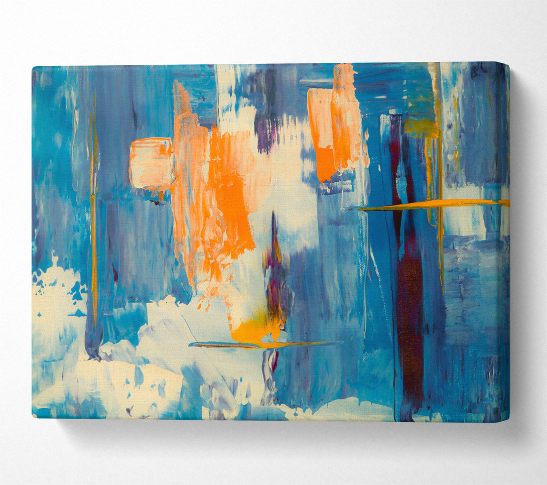 A Canvas Print of Azure Abstract Strokes Canvas Wall Art