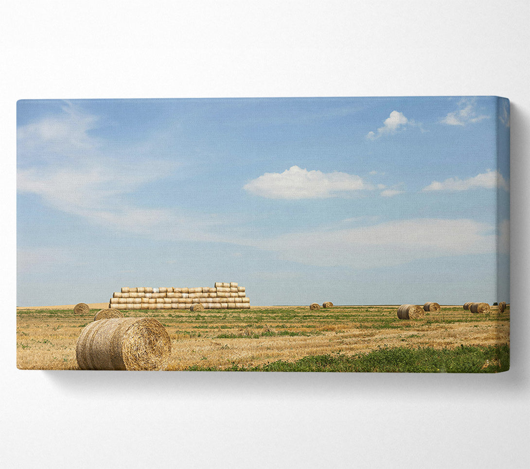  A Canvas Print of Golden Hay Stacks Canvas Art