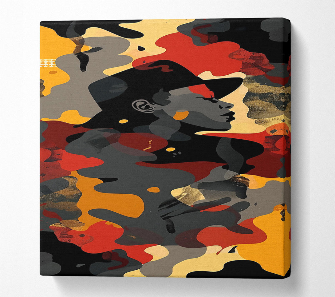  A Canvas Print of Crimson Camo Silhouette. Canvas Print