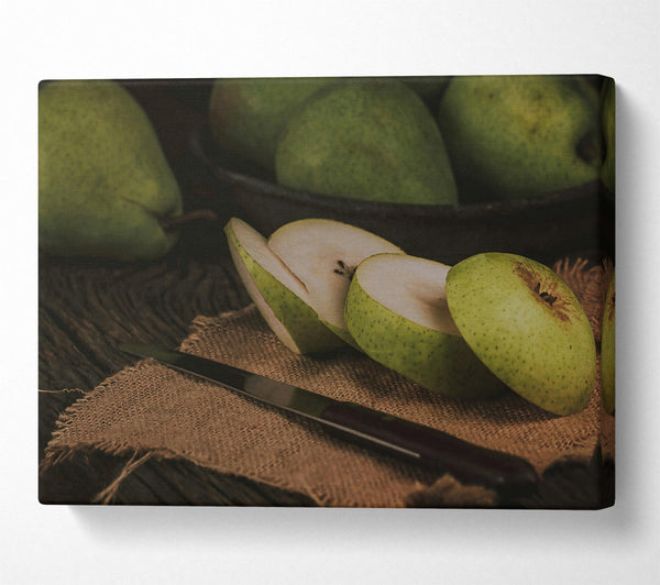  A Canvas Print of Green Pears On Burlap Canvas Print