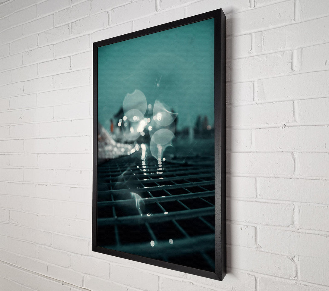  A Canvas Print of Teal Grid Reflections. Canvas Wall Art